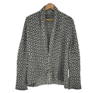 Wooden Ships Mohair‎ Wool Blend Waterfall Cardigan Gray Aztec Knit S/M